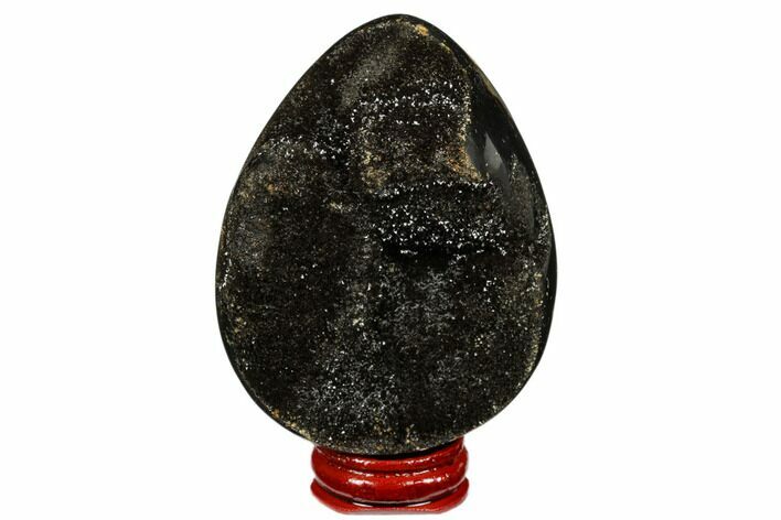 Septarian Dragon Egg Geode - Black Crystals #177390